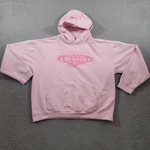 Las Vegas Hoodie Womens Extra Large Pink Welcome Sign Pullover Sweatshirt Thrash